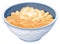 Healthy fiber breakfast bowl. Cartoon oat flakes dish