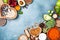 Healthy food background from fruits, vegetables, cereal, nuts and superfood. Dietary and balanced vegetarian eating products