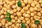 healthy food. chickpeas background. chickpeas texture. macro. top view