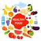 Healthy food concept, healthy food products. Vector illustration.