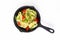 Healthy food concept homemade Guilten-Free Zucchini Noodles, Pasta with tomato in iron skillet pan