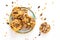 Healthy food concept Homemade Trail Mix organic Whole grains Energy cookies on white background with copy space