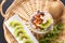 Healthy food concept Organic Chia pudding with kiwi fruit and chocolate Muesli with copy space