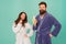 Healthy food. Couple sleepy faces domestic clothes eat banana. Couple in love bathrobes. Advice relationships surviving