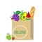 Healthy food delivery in paper package. vegan fruit and vegetable