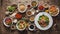 healthy food display assorted grains and vegetables