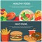 Healthy food and fast food concept banner