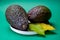 Healthy food, fresh ripe hass avocado from Peru