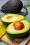 Healthy food, fresh ripe hass avocado from Peru