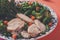 Healthy food, green steamed vegetables and chicken