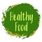 Healthy food icon, painted label vector emblem