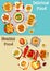 Healthy food icon set with baked dishes
