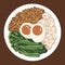 healthy food illustration corner on the plate
