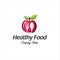 Healthy Food Logo Template, apple logo and health food cutlery