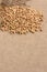 Healthy food. Scattered buckwheat grains. Brown background