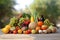 Healthy Food Vegetables and Fruits for a Nutritious Diet on a Bright Day with Nature Background