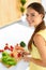 Healthy Food. Woman Preparing Vegetarian Dinner. Lifestyle, Eating. Diet Concept.