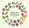 Healthy Foods Eco Shop Color Round Design Template Line Icon Concept. Vector