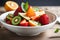 Healthy fresh fruit salad in bowl, Low calorie tasty dessert concept