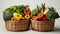 Healthy of Fresh Vegetables a farmer a basket of freshly harvested vegetables.The vibrant assortment of broccoli, tomatoes, and