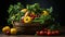 Healthy of Fresh Vegetables a farmer a basket of freshly harvested vegetables.The vibrant assortment of broccoli, tomatoes, and