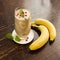 Healthy frozen cowberry and banana smoothie with mint
