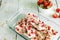 Healthy frozen yogurt barks with strawberry and granola