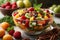 Healthy fruit salad with vegetables and pecans