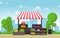 Healthy Fruit Vegetable Store Stall Stand Grocery in City Illustration