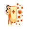 Healthy girl hold immunity shield for protection, fighting with virus, bacteria.
