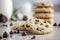 Healthy and gluten-free chocolate chip cookies made with almond flour on white table