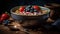 Healthy gourmet breakfast bowl with fresh berries, granola, and yogurt generated by AI