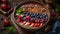 Healthy gourmet breakfast bowl with fresh berry fruit and granola generated by AI