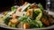 Healthy gourmet Caesar salad, ready-to-eat freshness generated by AI