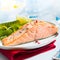 Healthy gourmet pink salmon steak