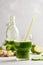 Healthy green vegetable detox smoothie. Vegan cucumber, parsley