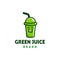 Healthy green vegetable fruit juice cup & straw logo icon mascot design vector with happy smile expression