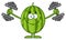 Healthy Green Watermelon Fresh Fruit Cartoon Mascot Character Training With Dumbbells