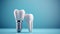 Healthy gums and Dental implant on blue background