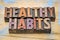 Healthy habits word abstract - lifestyle concept