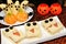 Healthy Halloween monster sandwiches, banana ghosts and orange pumpkins