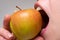 Healthy happy woman eating apple close macro. Biting an apple. Mouth close up. Dental Care.