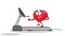 Healthy Heart Cartoon Character Running On A Treadmill