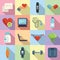 Healthy heart icons set flat vector. Health care