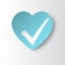 Healthy heart Status Icon with check symbol.