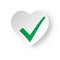 Healthy heart Status Icon with green chek.