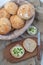 Healthy home made crusty round bread rolls