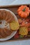 Healthy home made pumpkin sponge cake on a table