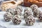 Healthy homemade paleo chocolate energy balls on parchment, horizontal