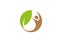 Healthy human nature and leaf in circle for logo design illustration